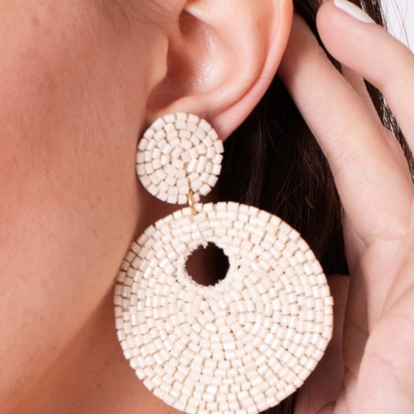 Bermuda Baby Gold Beaded Statement Earrings - Picture 3 of 3